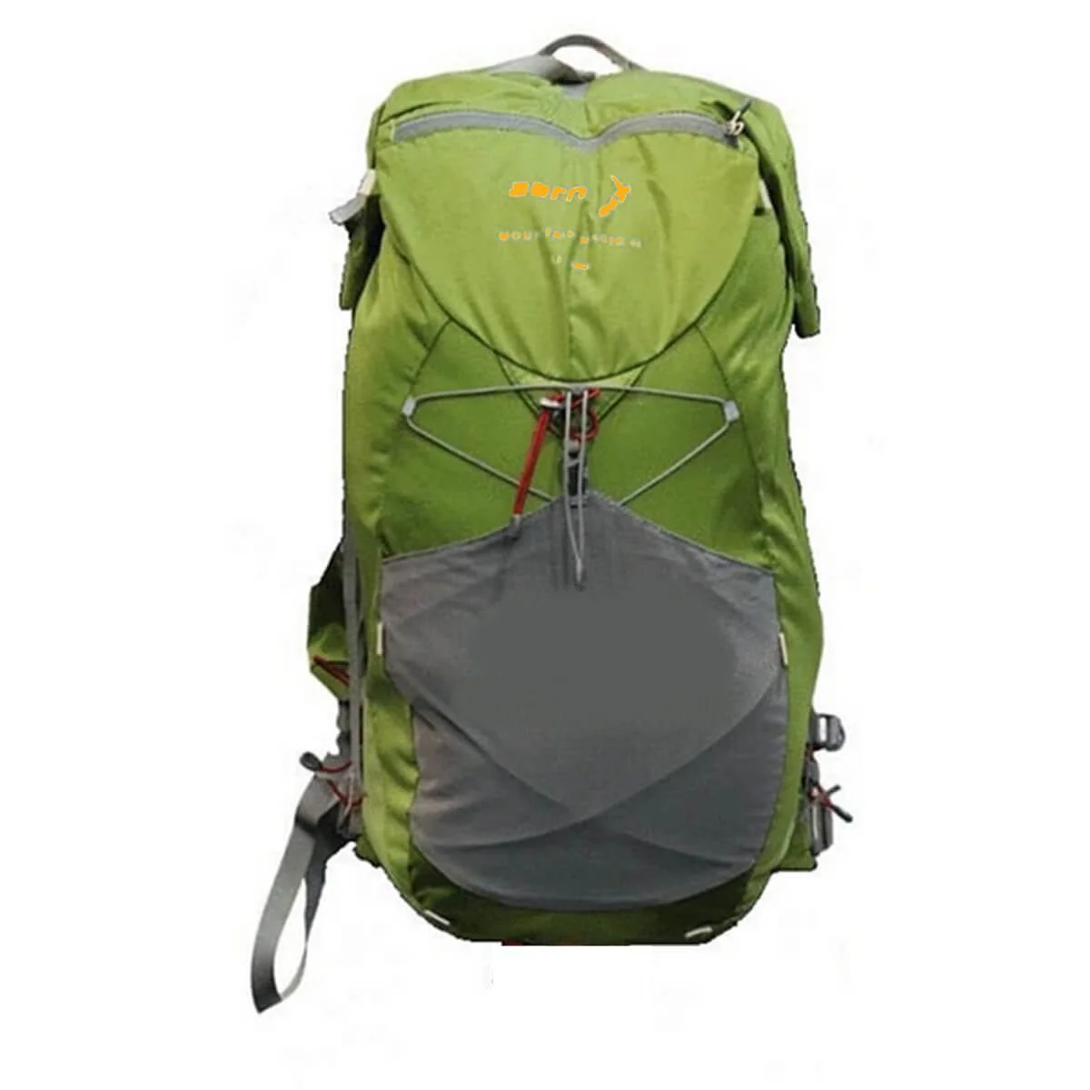 Aarn Mountain Raider hiking backpack in green and grey on a white background.