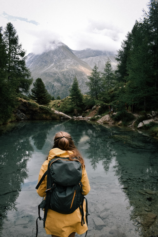 person carrying a balanced day pack