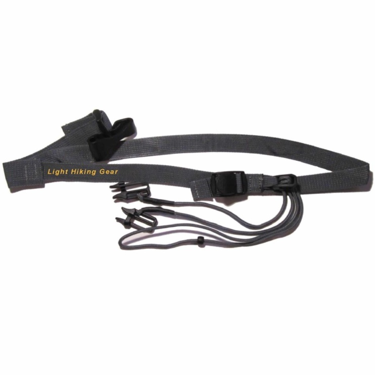 Bear canister secured externally to a hiking backpack using a lightweight attachment system