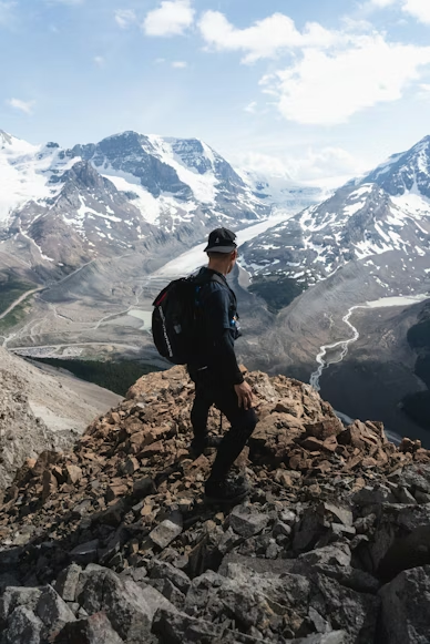 a person on a rocky mountain