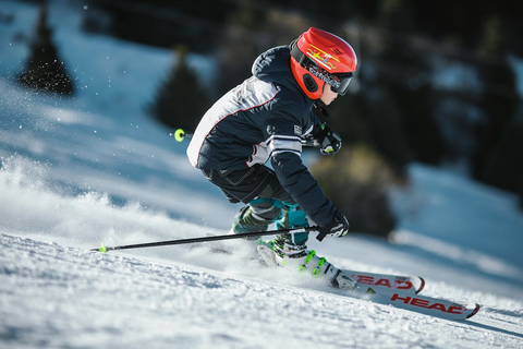A man skiing on a snowfield