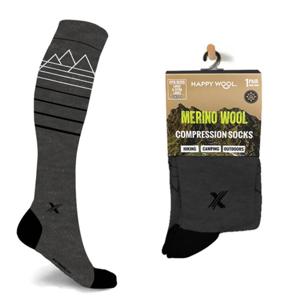 Merino wool socks for hiking, camping, and snow with moisture control and compression