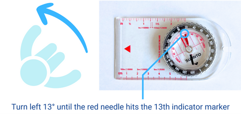 showing how to adjust compass for declination