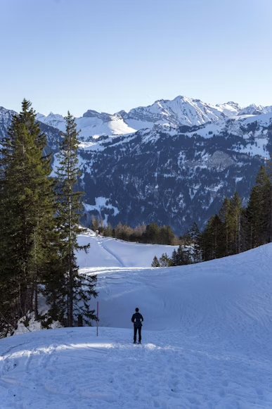 a person standing on a snow-covered mountain