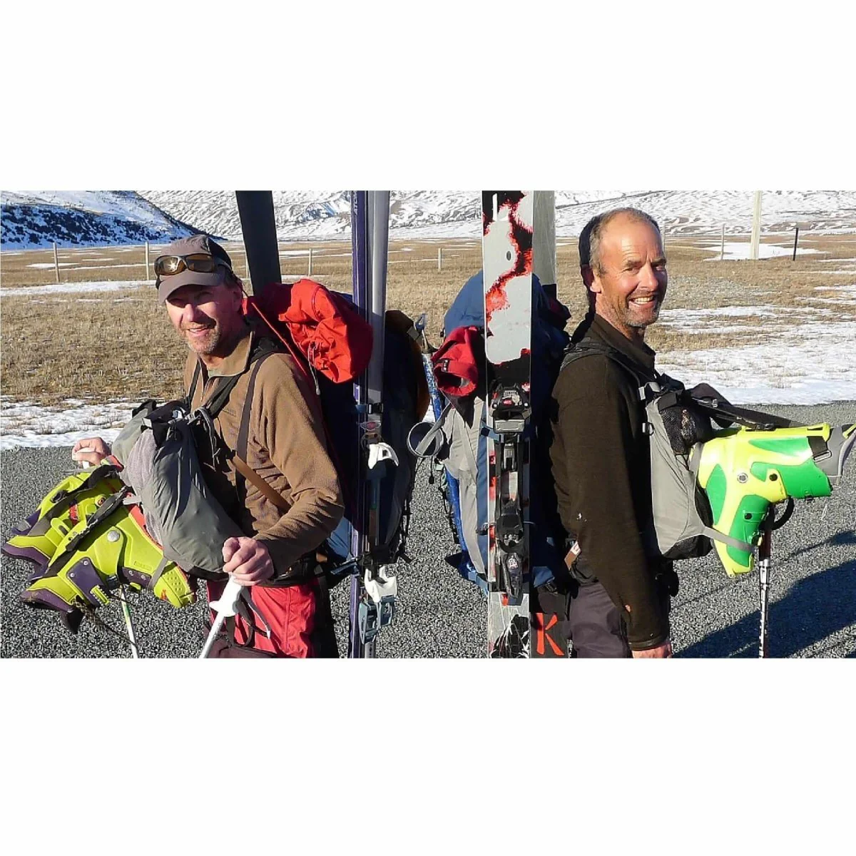 2 men with their skiing gear