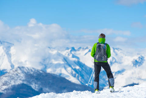 Person getting ready to ski.