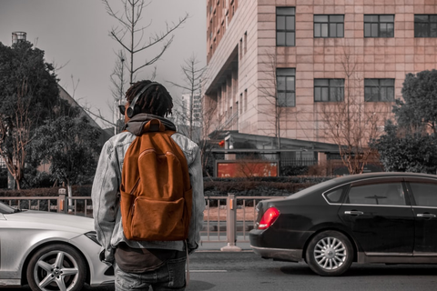 Person rucking in city streets